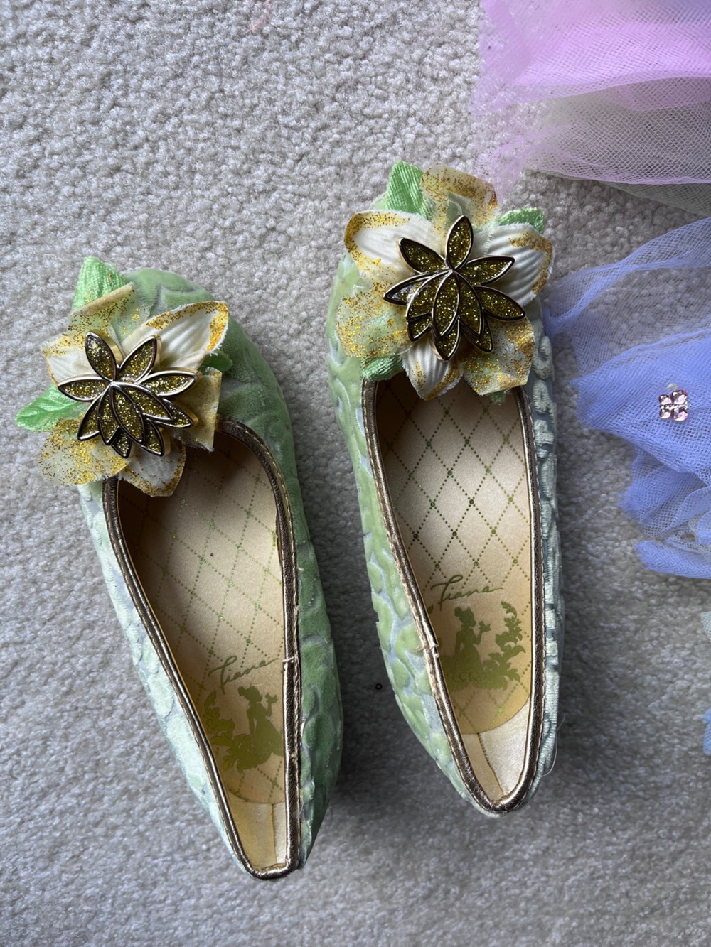 Disney Store Tinker Bell Shoes Girls Size 11-12 and multi color skirt